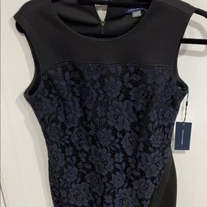 Black dress with blue lace detail